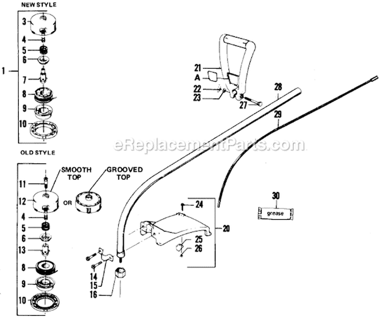 Page B Diagram and Parts List for XR-30  Weed Eater Trimmer